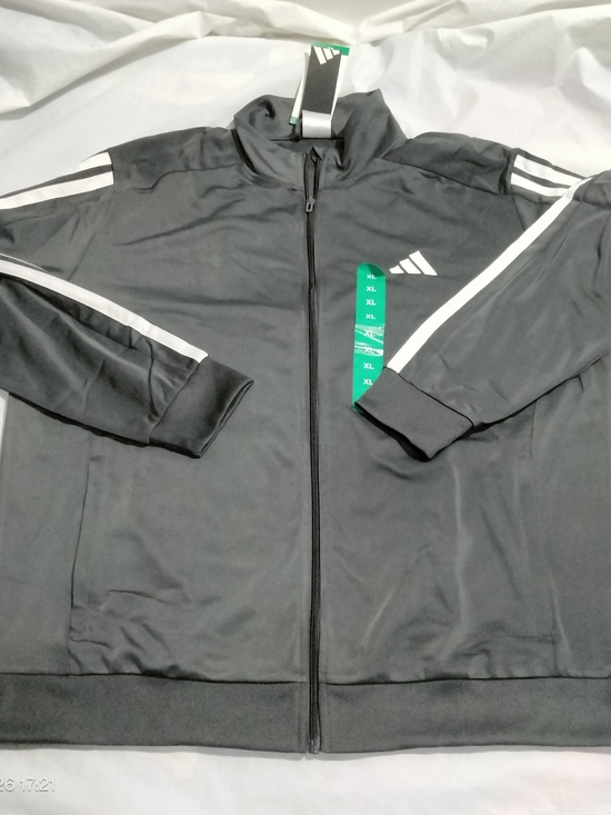 adidas Other - adidas Mens 3S Tricot Track Jacket Grey White Stripes XL Full Zip KD6755 NWT